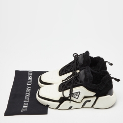 Prada Black/White Rubber and Suede Low Top Sneakers Size 42