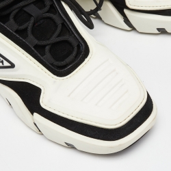 Prada Black/White Rubber and Suede Low Top Sneakers Size 42
