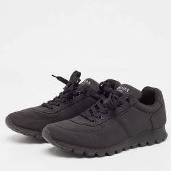 Prada Black Canvas Low Trainer Sneakers Size 45.5