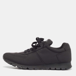 Prada Black Canvas Low Trainer Sneakers Size 45.5