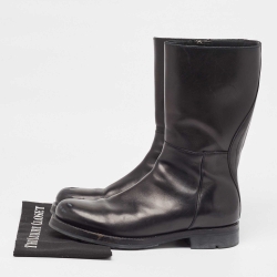 Prada Black Leather Midcalf Boots Size 42