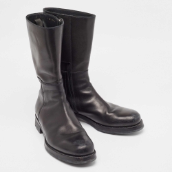 Prada Black Leather Midcalf Boots Size 42
