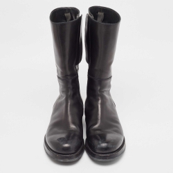 Prada Black Leather Midcalf Boots Size 42