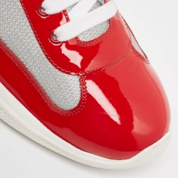 Prada Red/Grey Patent and Mesh Punta Ala Sneakers Size 45