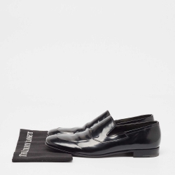 Prada Black Leather Slip On Loafers Size 43