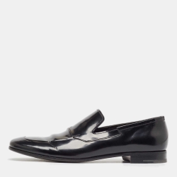 Prada Black Leather Slip On Loafers Size 43