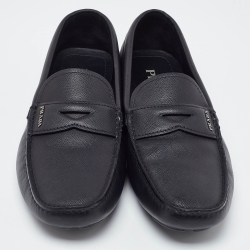 Prada Black Leather Slip On Loafers Size 43.5
