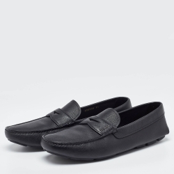 Prada Black Leather Slip On Loafers Size 43.5