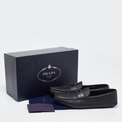 Prada Black Leather Slip On Loafers Size 43.5