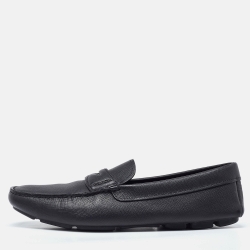 Prada Black Leather Slip On Loafers Size 43.5