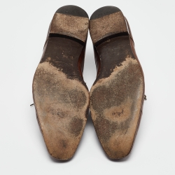 Pre Owned Prada Brown Leather Lace Up Derby Size 42