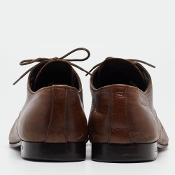 Pre Owned Prada Brown Leather Lace Up Derby Size 42