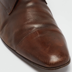 Pre Owned Prada Brown Leather Lace Up Derby Size 42