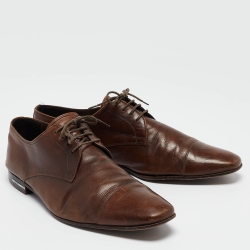 Pre Owned Prada Brown Leather Lace Up Derby Size 42