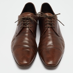Pre Owned Prada Brown Leather Lace Up Derby Size 42