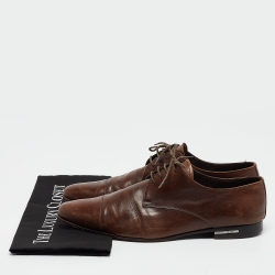 Pre Owned Prada Brown Leather Lace Up Derby Size 42