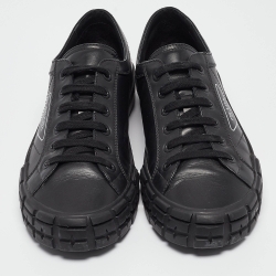 Prada Black Leather Low Top Sneakers Size 44