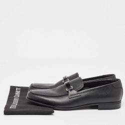 Prada Black Leather Slip On Loafers Size 44