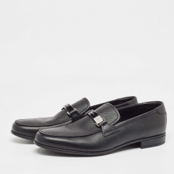 Prada Black Leather Slip On Loafers Size 44