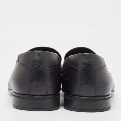 Prada Black Leather Slip On Loafers Size 44