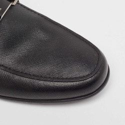 Prada Black Leather Slip On Loafers Size 44