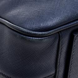 Prada Navy Blue Saffiano Leather Classic Laptop Bag