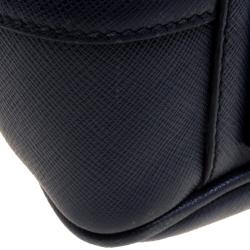 Prada Navy Blue Saffiano Leather Classic Laptop Bag