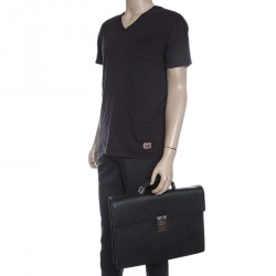 Prada Black Saffiano Cuir Leather Briefcase