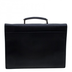 Prada Black Saffiano Cuir Leather Briefcase