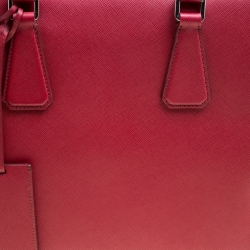 Prada Dark Red Saffiano Leather Travel Briefcase