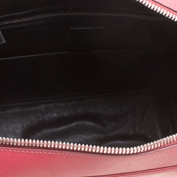 Prada Dark Red Saffiano Leather Travel Briefcase