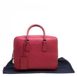 Prada Dark Red Saffiano Leather Travel Briefcase