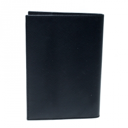 Pre Owned Prada Dark Blue Leather Passport Holder