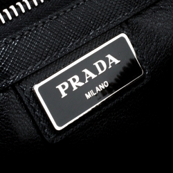 Prada Black Saffiano Leather Portfolio Zip Clutch