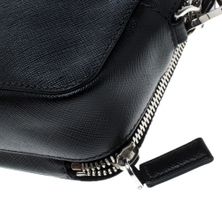 Prada Black Saffiano Leather Portfolio Zip Clutch