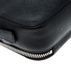 Prada Black Saffiano Leather Portfolio Zip Clutch