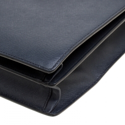 Prada Navy Blue Saffiano Leather Briefcase