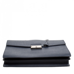 Prada Navy Blue Saffiano Leather Briefcase