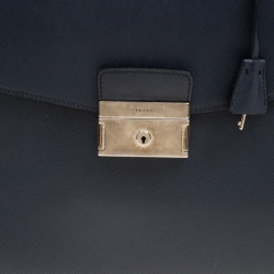 Prada Navy Blue Saffiano Leather Briefcase