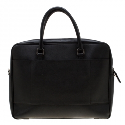 Prada Black Saffiano Leather Travel Briefcase Bag