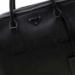Prada Black Saffiano Leather Travel Briefcase Bag