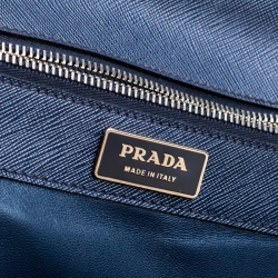 Prada Navy Blue Saffiano Cuir Leather Briefcase