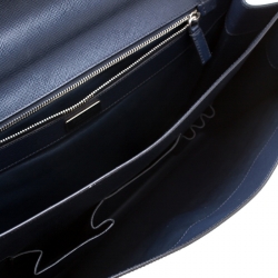 Prada Navy Blue Saffiano Cuir Leather Briefcase