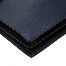 Prada Navy Blue Saffiano Cuir Leather Briefcase