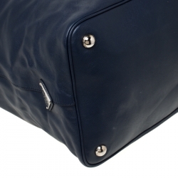 Pre Owned Prada Navy Blue Saffiano Soft Leather Weekender Bag