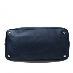 Pre Owned Prada Navy Blue Saffiano Soft Leather Weekender Bag
