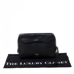 Pre Owned Prada Black Leather Travel Clutch