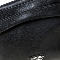 Pre Owned Prada Black Leather Travel Clutch