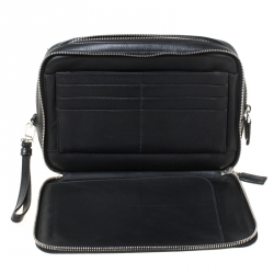 Pre Owned Prada Black Leather Travel Clutch
