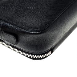 Pre Owned Prada Black Saffiano Leather Studded Travel Pouch